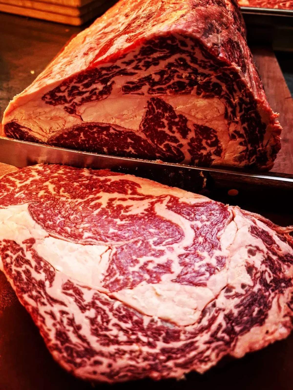 Marbled ribeye steaks