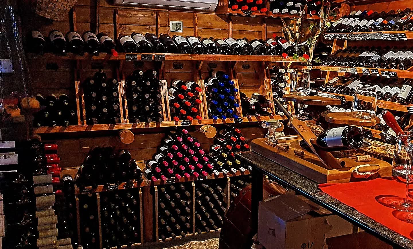 The wine wall at Kaouras